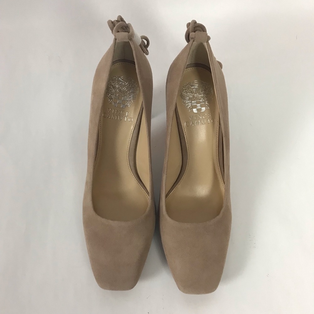 Vince Camuto Damell Suede Ankle Wrap Pump in Taupe - Picture 3 of 8